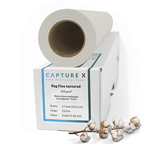 CAPTURE X Rag Fine textured, 310g/m², 17 Zoll Rolle, 432 mm x 15 m - edle...