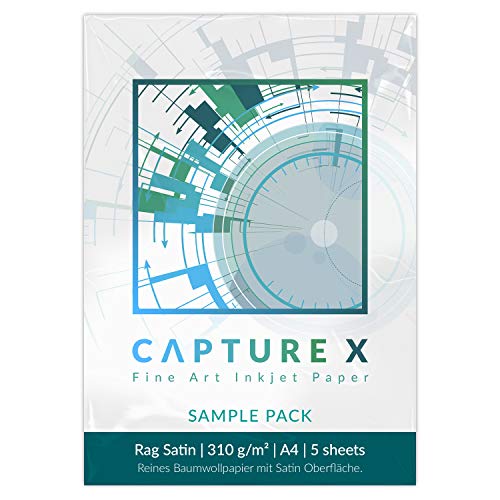 CAPTURE X Rag Satin, 310g/m², A4, Sample Pack, 5 Blatt - Seidenglanz -...