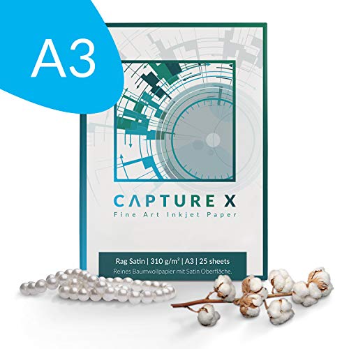 CAPTURE X Rag Satin, 310g/m², A3, 25 Blatt Box - Seidenglanz - 100%...